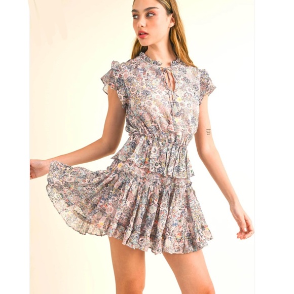 NEW Reset by Jane Large Michelle Mini Dress ~ Flirty Feminine Tiered Coquette - Picture 1 of 9